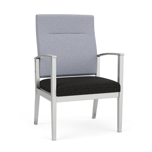 Amherst Steel Collection Reception Seating, Patient Oversize Chair, High Back, Designer Fabric Upholstery, FREE SHIPPING