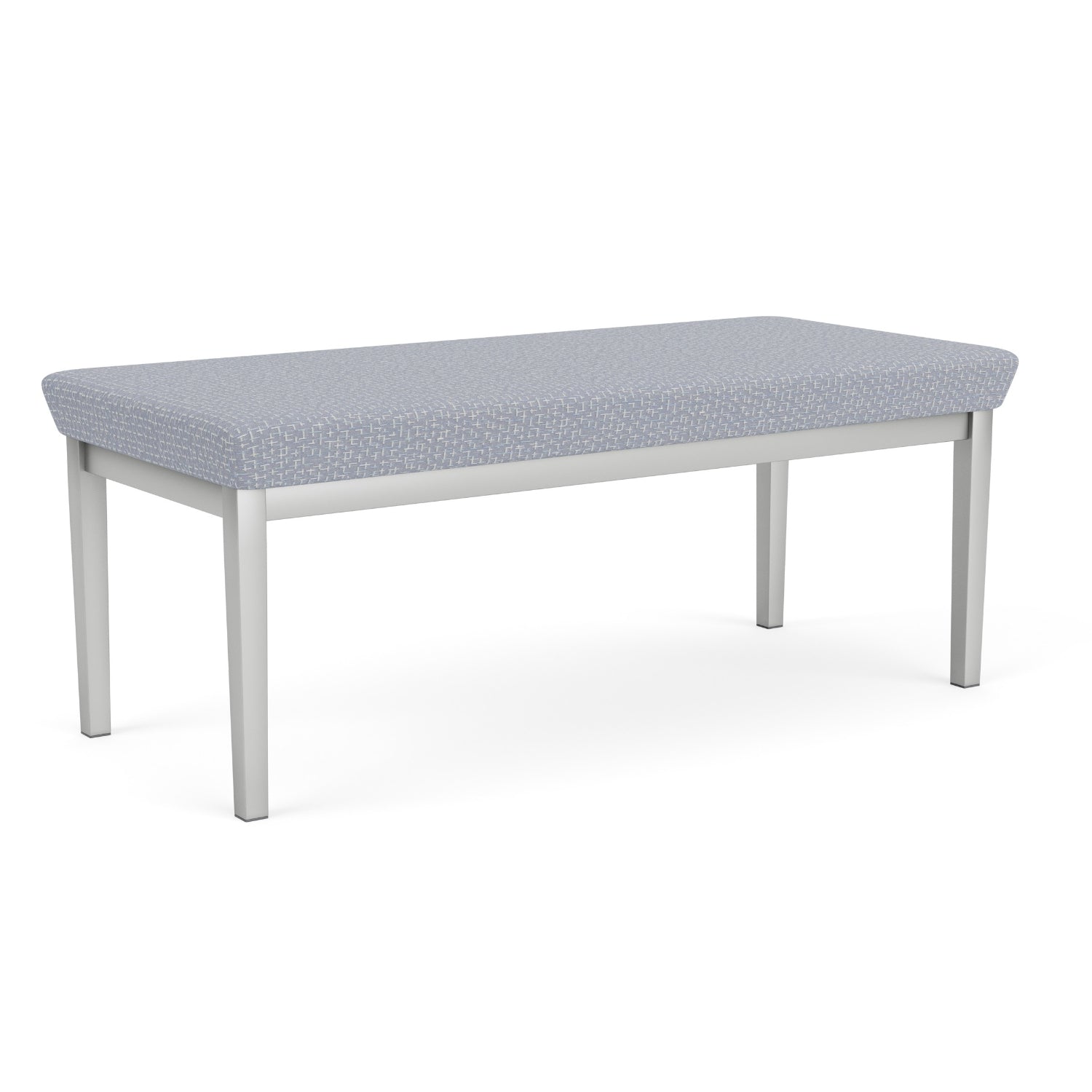 Amherst Steel Collection Reception Seating, 2 Seat Bench, Designer Fabric Upholstery, FREE SHIPPING