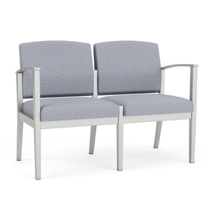 Amherst Steel Collection Reception Seating, 2-Seat Sofa, Designer Fabric Upholstery, FREE SHIPPING