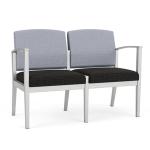 Amherst Steel Collection Reception Seating, 2-Seat Sofa, Designer Fabric Upholstery, FREE SHIPPING