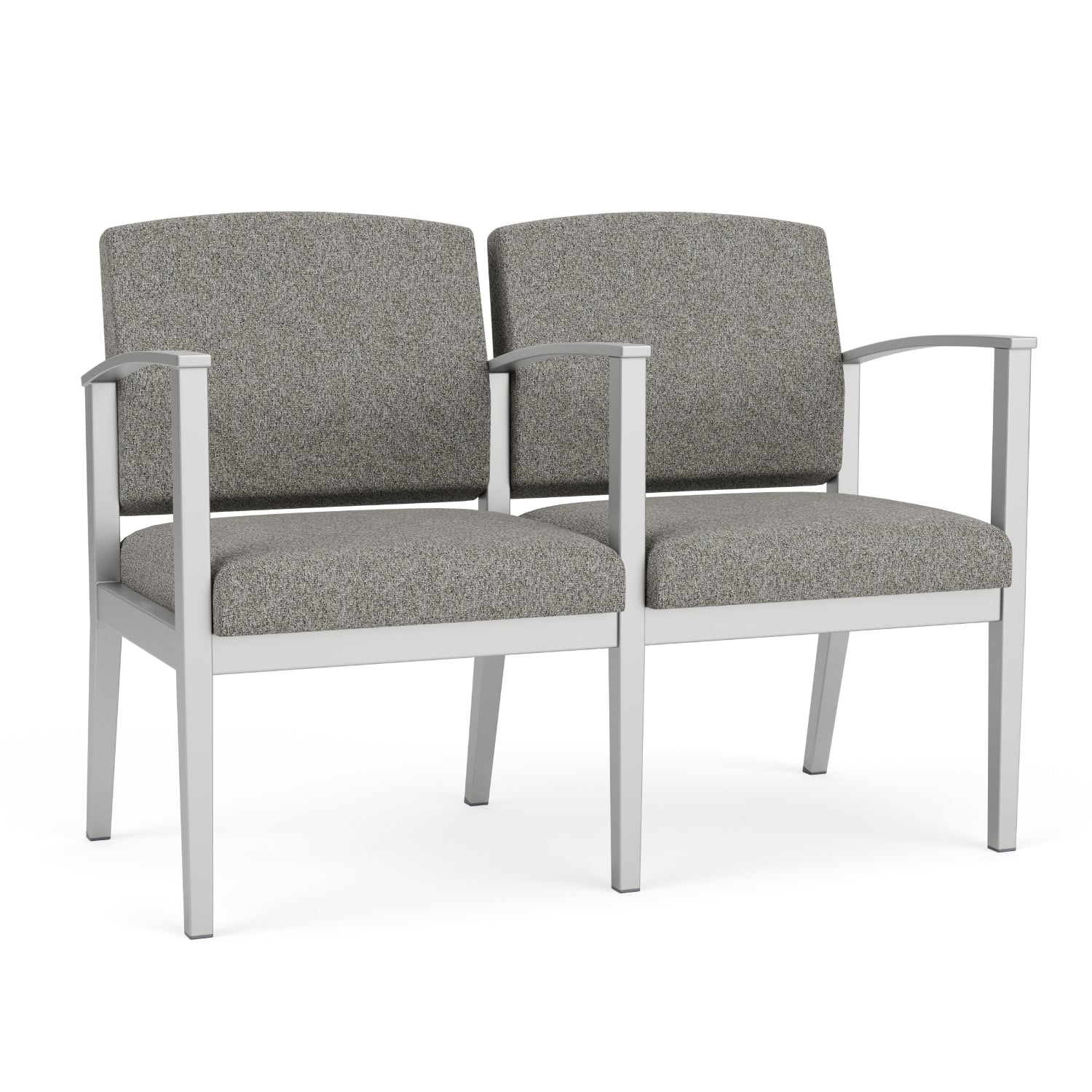 Amherst Steel Collection Reception Seating, 2 Seats with Center Arm, Standard Fabric Upholstery, FREE SHIPPING