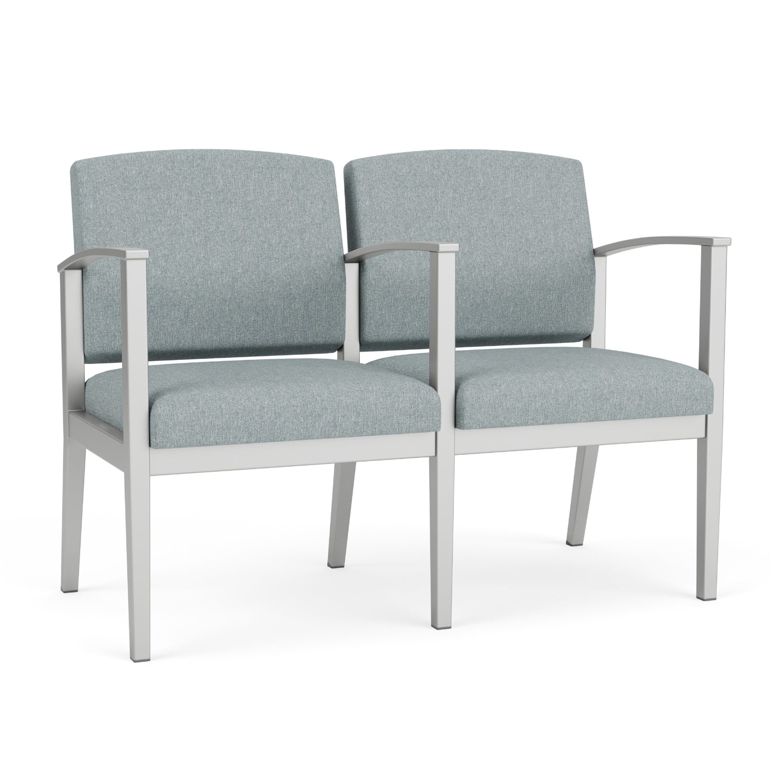 Amherst Steel Collection Reception Seating, 2 Seats with Center Arm, Healthcare Vinyl Upholstery, FREE SHIPPING