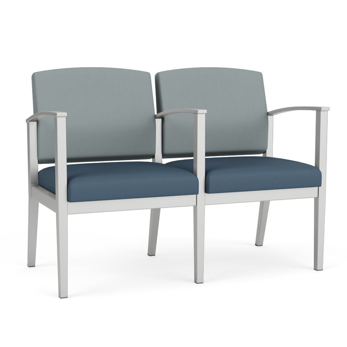 Amherst Steel Collection Reception Seating, 2 Seats with Center Arm, Standard Vinyl Upholstery, FREE SHIPPING