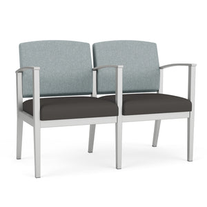 Amherst Steel Collection Reception Seating, 2 Seats with Center Arm, Healthcare Vinyl Upholstery, FREE SHIPPING