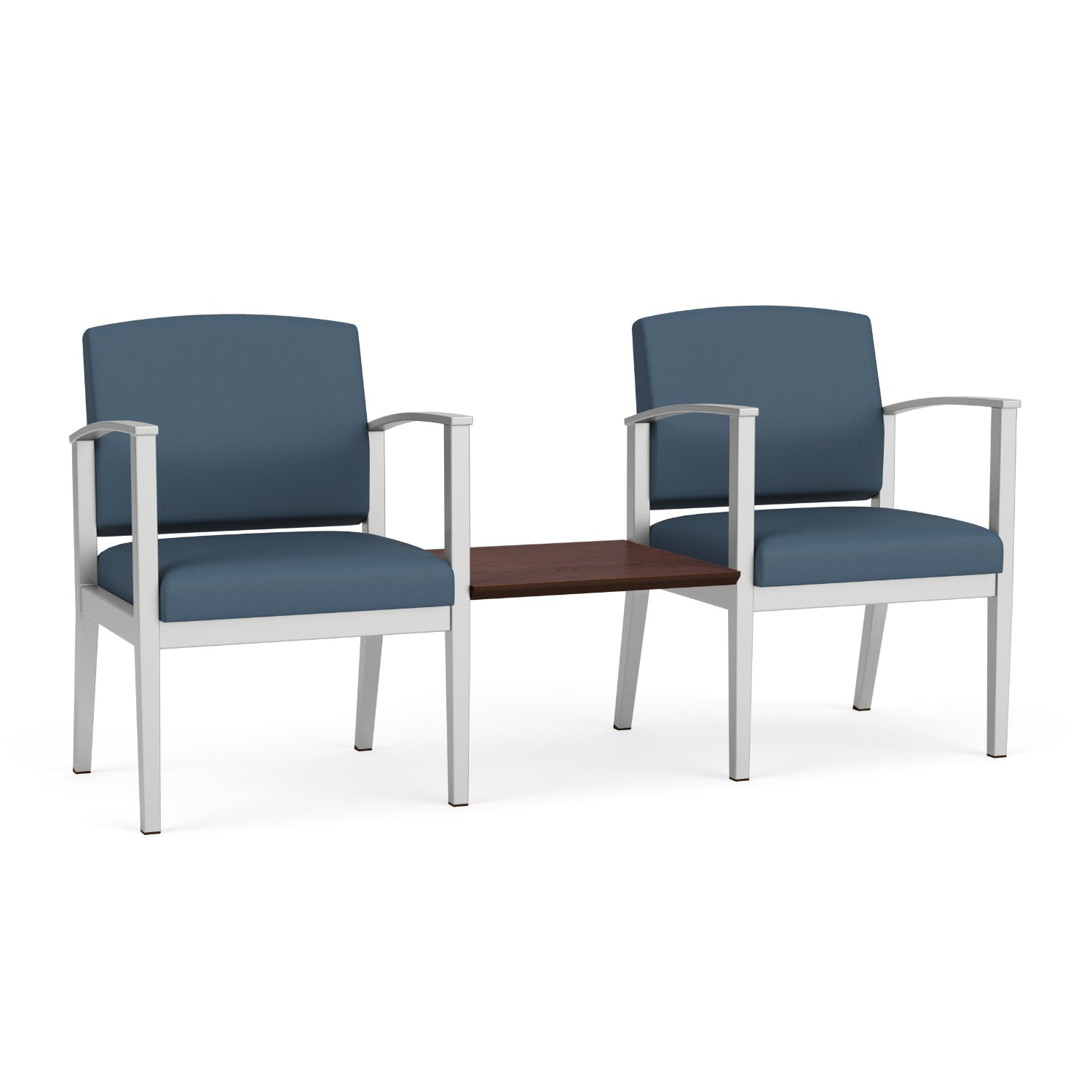 Amherst Steel Collection Reception Seating, 2 Chairs with Connecting Center Table, Standard Vinyl Upholstery, FREE SHIPPING