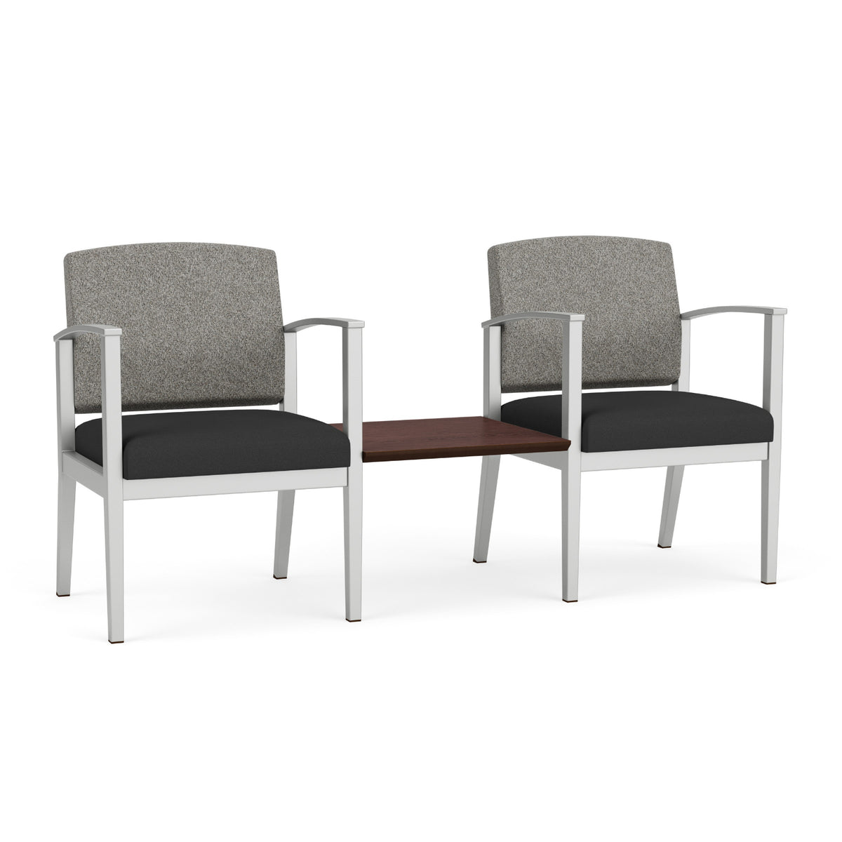 Amherst Steel Collection Reception Seating, 2 Chairs with Connecting Center Table, Standard Fabric Upholstery, FREE SHIPPING