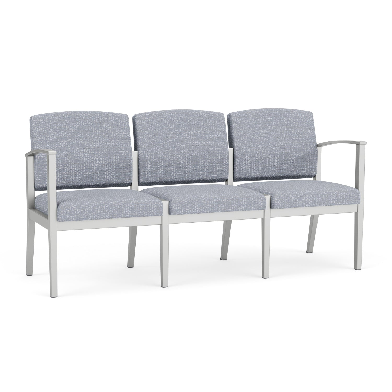 Amherst Steel Collection Reception Seating, 3-Seat Sofa, Designer Fabric Upholstery, FREE SHIPPING