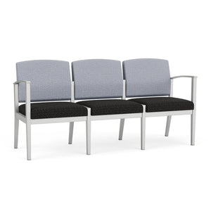Amherst Steel Collection Reception Seating, 3-Seat Sofa, Designer Fabric Upholstery, FREE SHIPPING