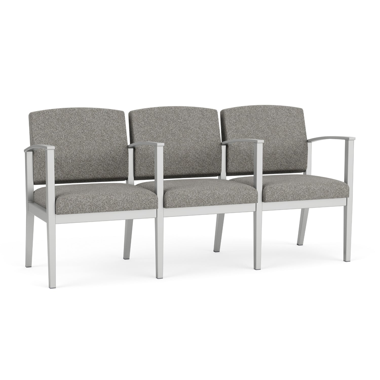 Amherst Steel Collection Reception Seating, 3 Seats with Center Arms, Standard Fabric Upholstery, FREE SHIPPING