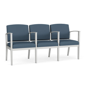 Amherst Steel Collection Reception Seating, 3 Seats with Center Arms, Standard Vinyl Upholstery, FREE SHIPPING