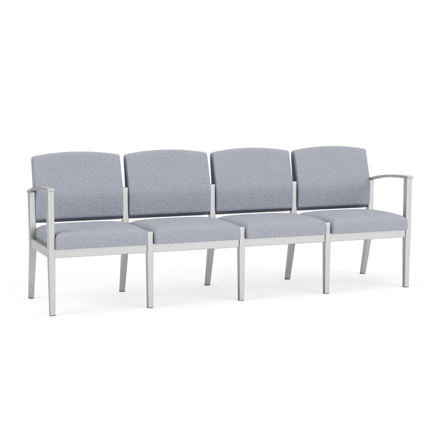 Amherst Steel Collection Reception Seating, 4-Seat Sofa, Designer Fabric Upholstery, FREE SHIPPING