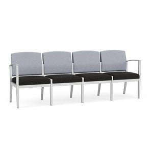 Amherst Steel Collection Reception Seating, 4-Seat Sofa, Designer Fabric Upholstery, FREE SHIPPING