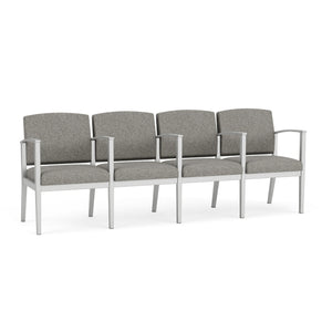 Amherst Steel Collection Reception Seating, 4 Seats with Center Arms, Standard Fabric Upholstery, FREE SHIPPING