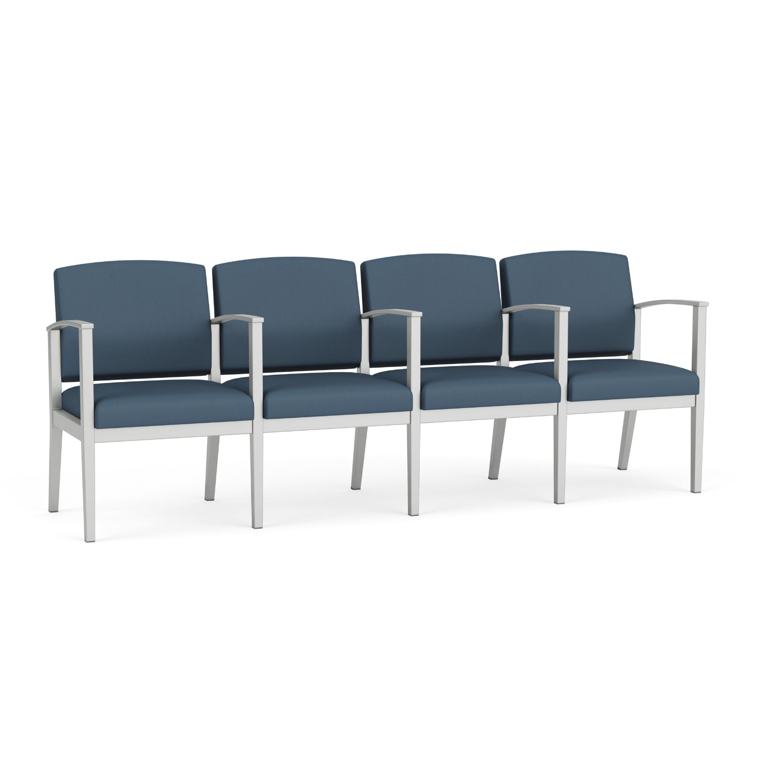 Amherst Steel Collection Reception Seating, 4 Seats with Center Arms, Standard Vinyl Upholstery, FREE SHIPPING