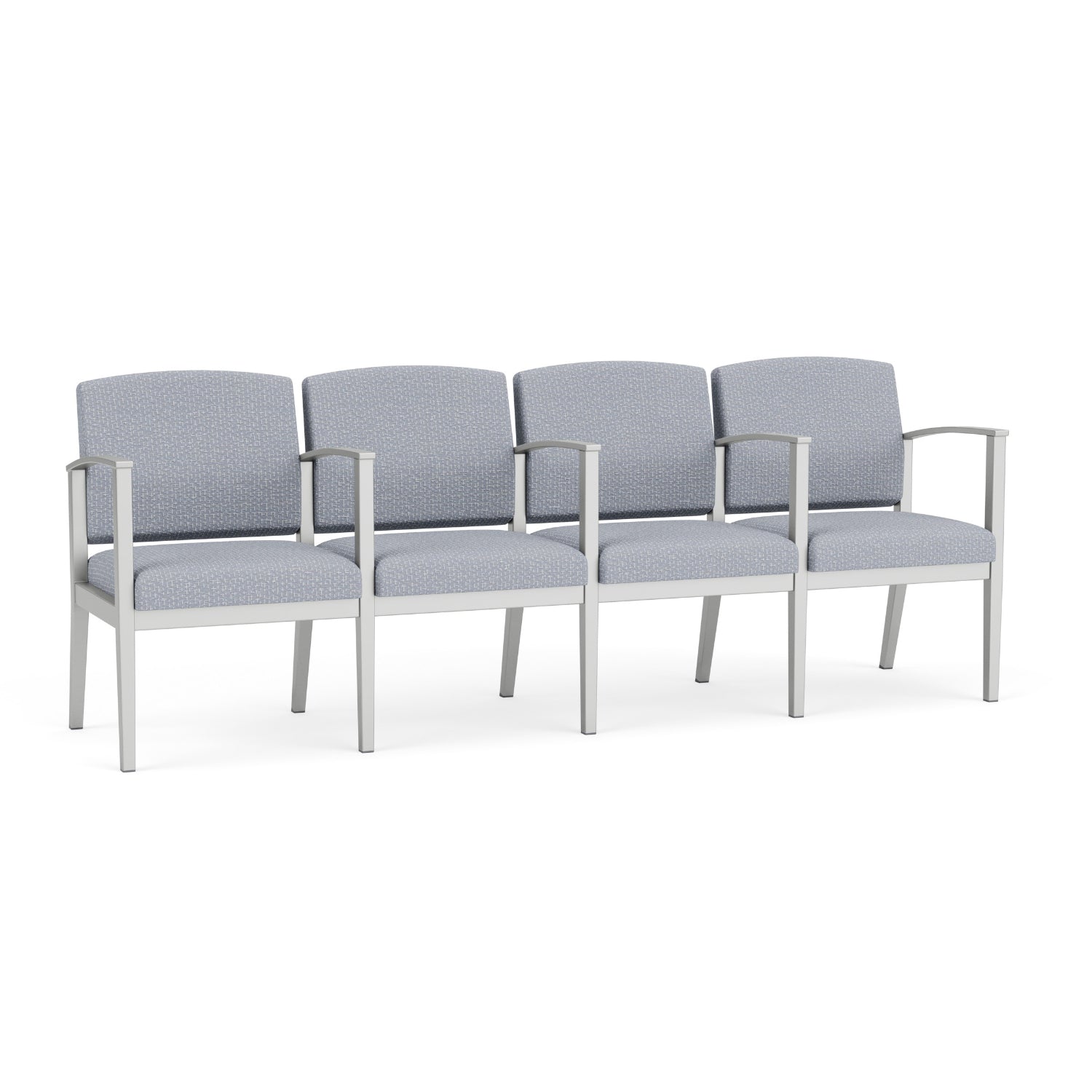 Amherst Steel Collection Reception Seating, 4 Seats with Center Arms, Designer Fabric Upholstery, FREE SHIPPING