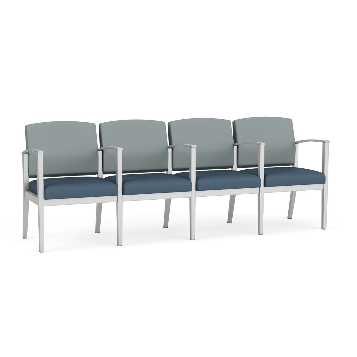 Amherst Steel Collection Reception Seating, 4 Seats with Center Arms, Standard Vinyl Upholstery, FREE SHIPPING