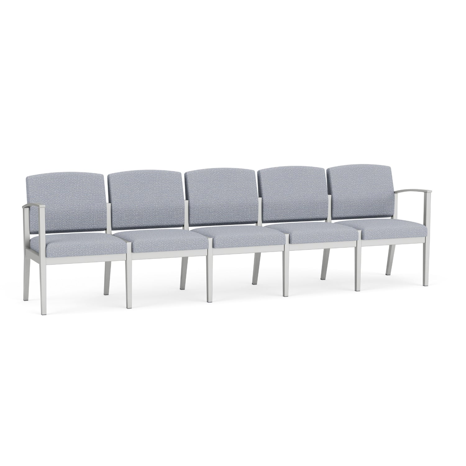 Amherst Steel Collection Reception Seating, 5-Seat Sofa, Designer Fabric Upholstery, FREE SHIPPING