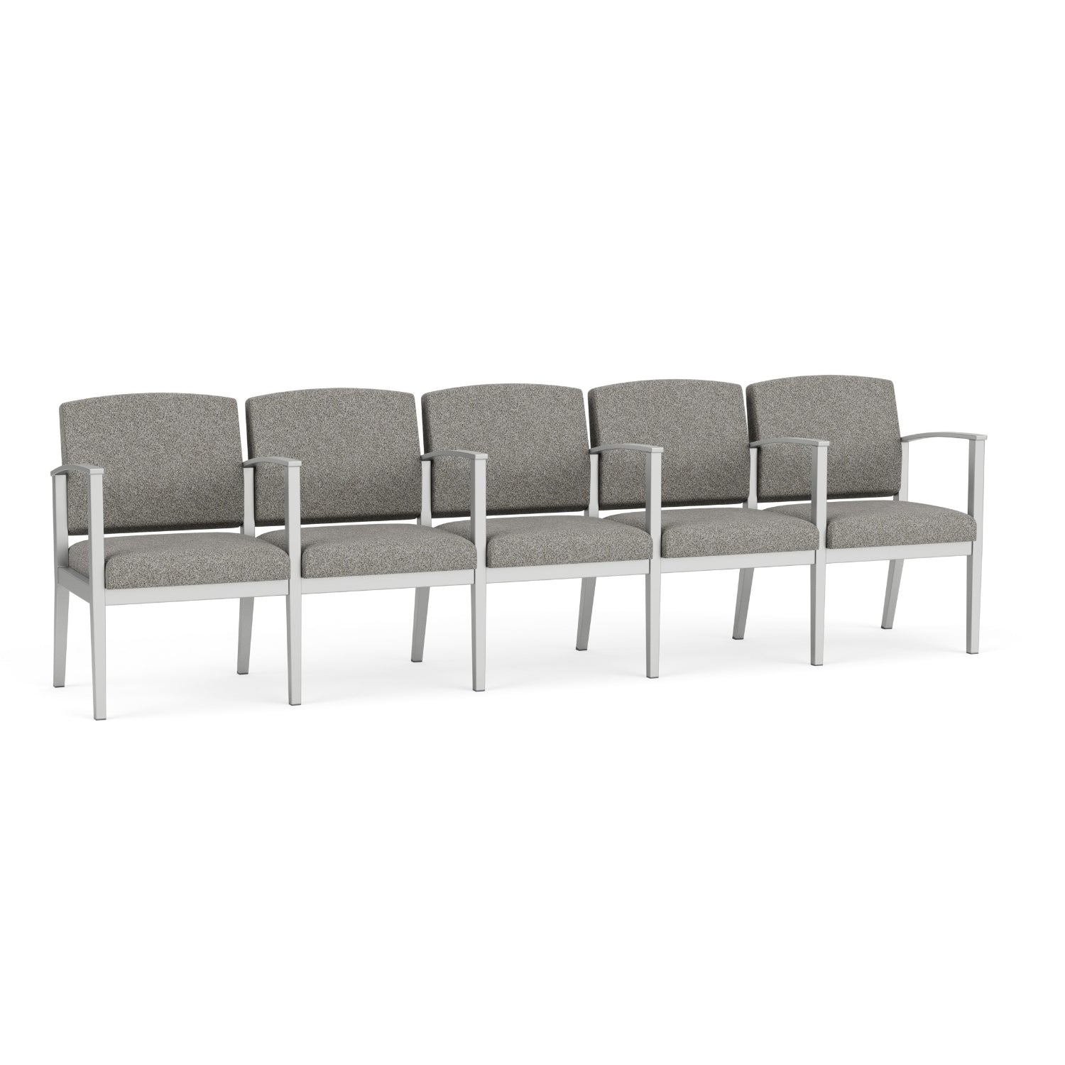Amherst Steel Collection Reception Seating, 5 Seats with Center Arms, Standard Fabric Upholstery, FREE SHIPPING