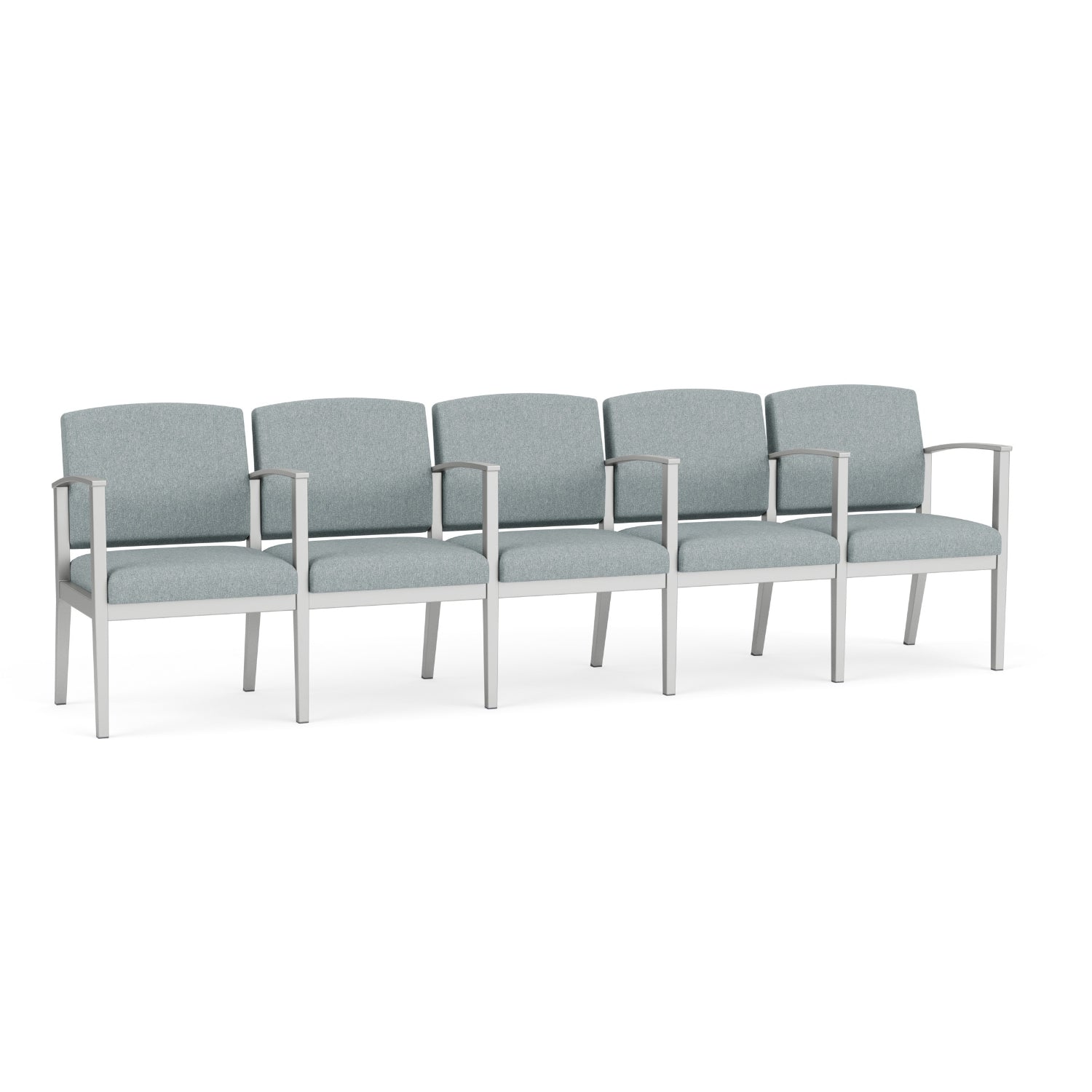 Amherst Steel Collection Reception Seating, 5 Seats with Center Arms, Healthcare Vinyl Upholstery, FREE SHIPPING