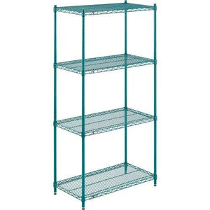 Global Industrial Nexel® 4 Shelf, Chrome Wire Shelving Unit, Starter Set, Poly-Green, 18"W x 36"L x 74"H