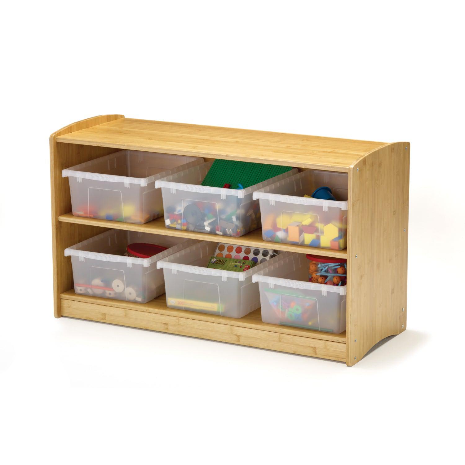 Copernicus Bamboo Shelving Unit with Clear Tubs