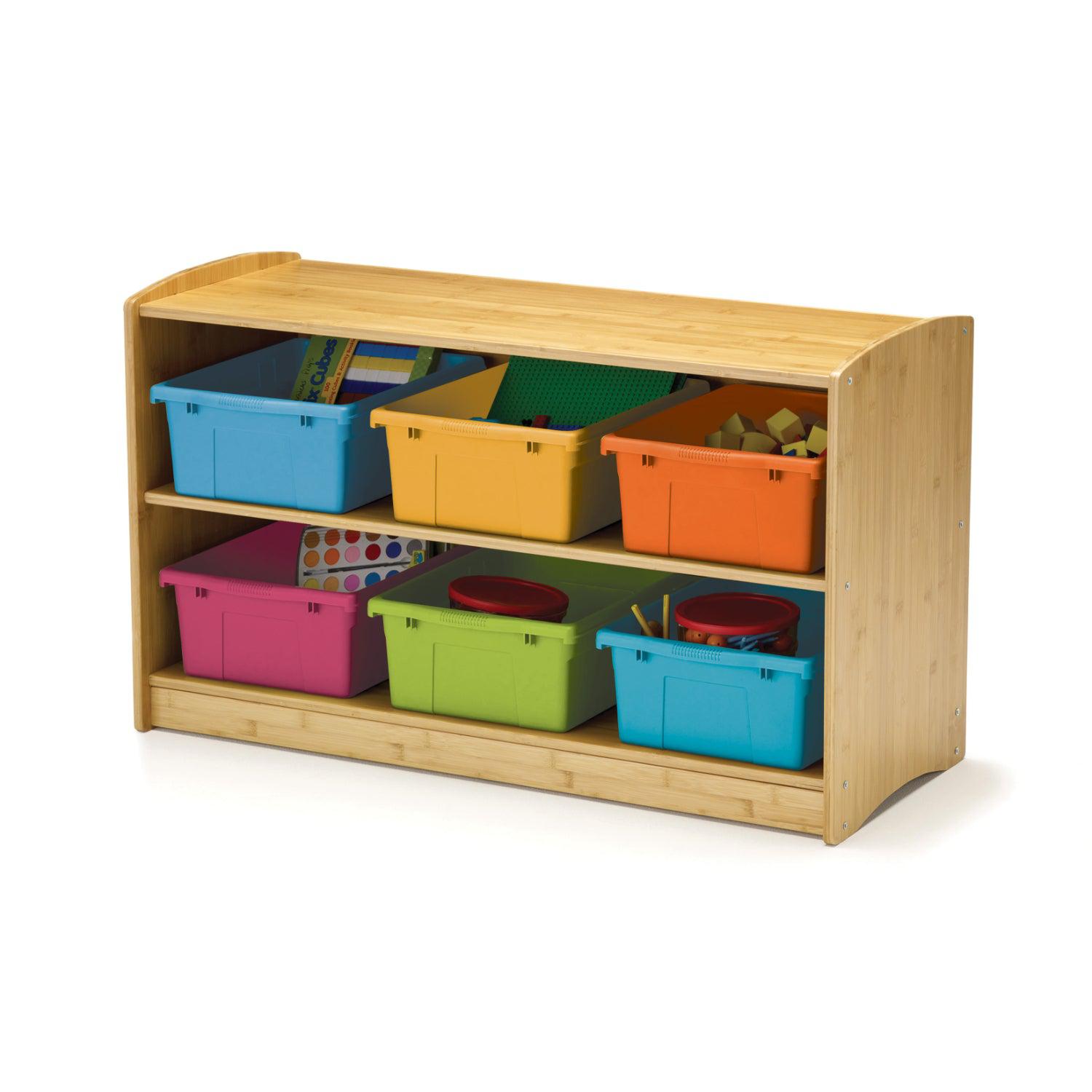 Copernicus Bamboo Shelving Unit with Vibrant Mixed Tub Combo
