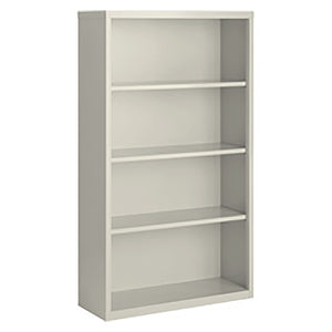 Herculite Metal Bookcase with 3 Adjustable Shelves, 36" W x 13" D x 60" H