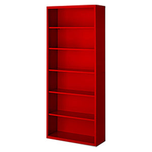 Herculite Metal Bookcase with 5 Adjustable Shelves, 36" W x 13" D x 84" H
