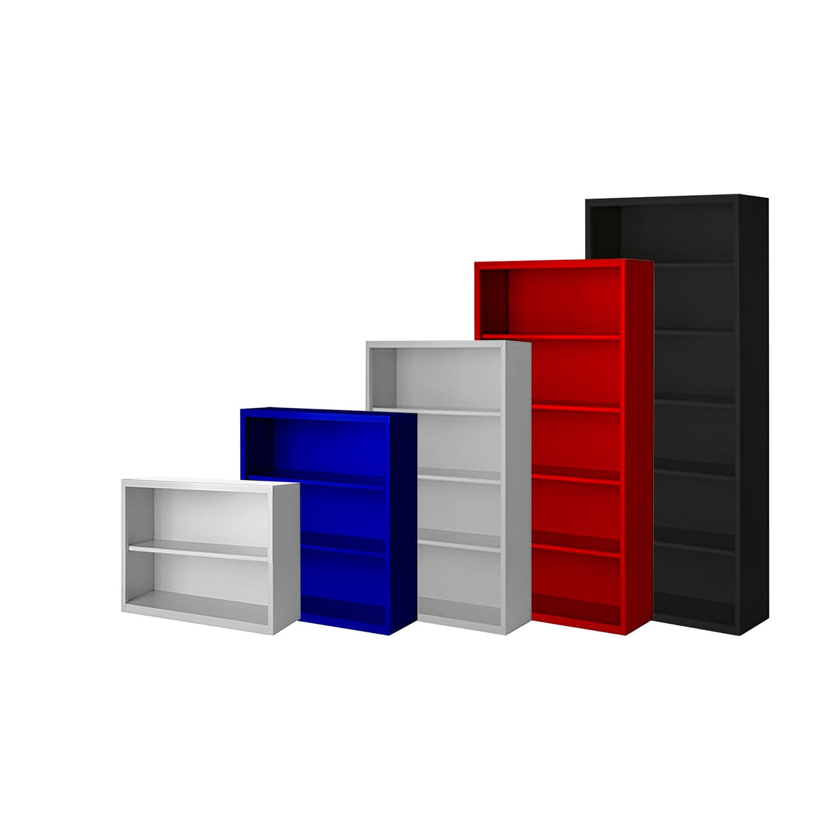 Herculite Metal Bookcase with 2 Adjustable Shelves, 36" W x 13" D x 42" H