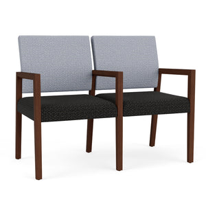 Brooklyn Collection Reception Seating, 2 Seats with Center Arm, Designer Fabric Upholstery, FREE SHIPPING