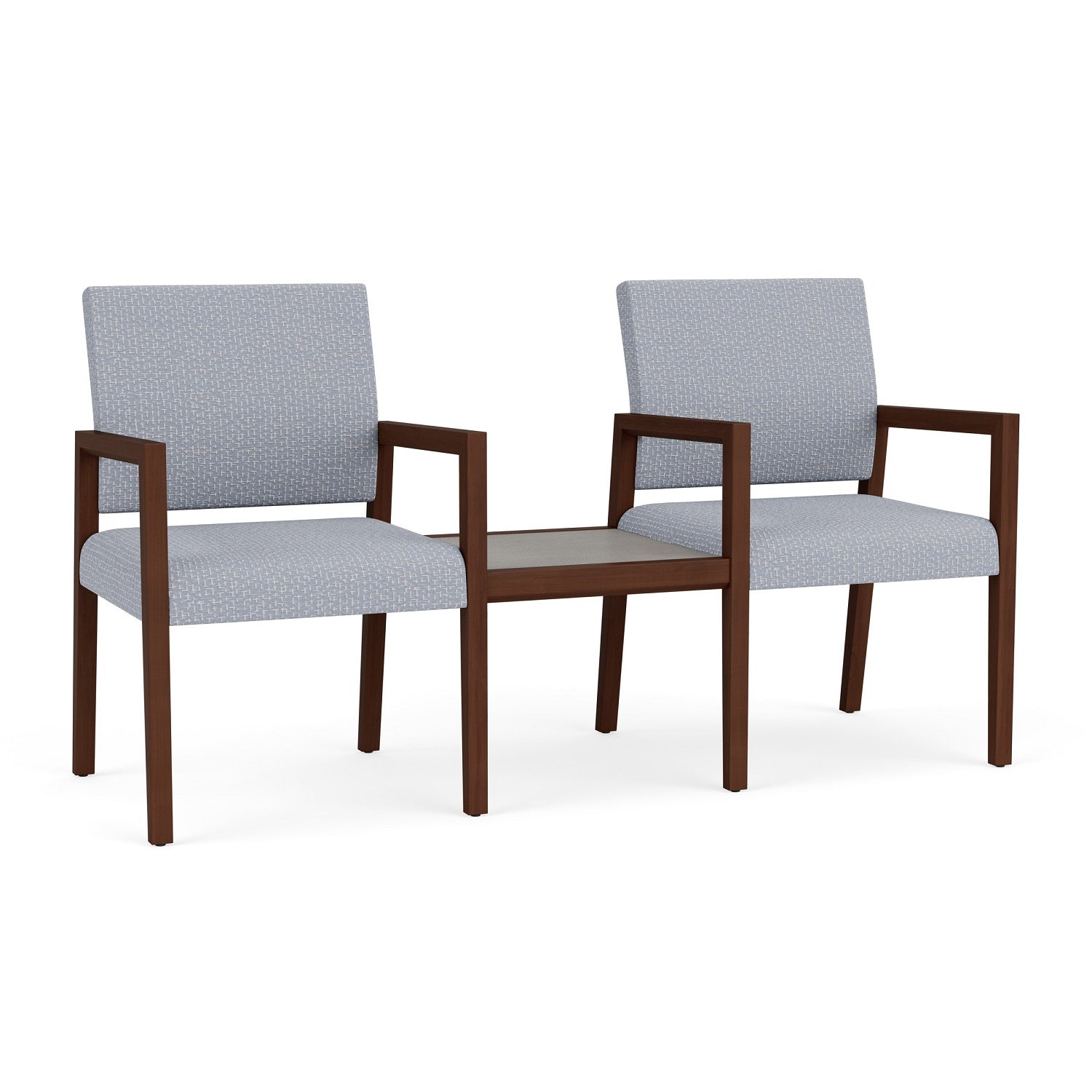 Brooklyn Collection Reception Seating, 2 Chairs with Connecting Center Table, Designer Fabric Upholstery, FREE SHIPPING