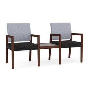 Brooklyn Collection Reception Seating, 2 Chairs with Connecting Center Table, Designer Fabric Upholstery, FREE SHIPPING