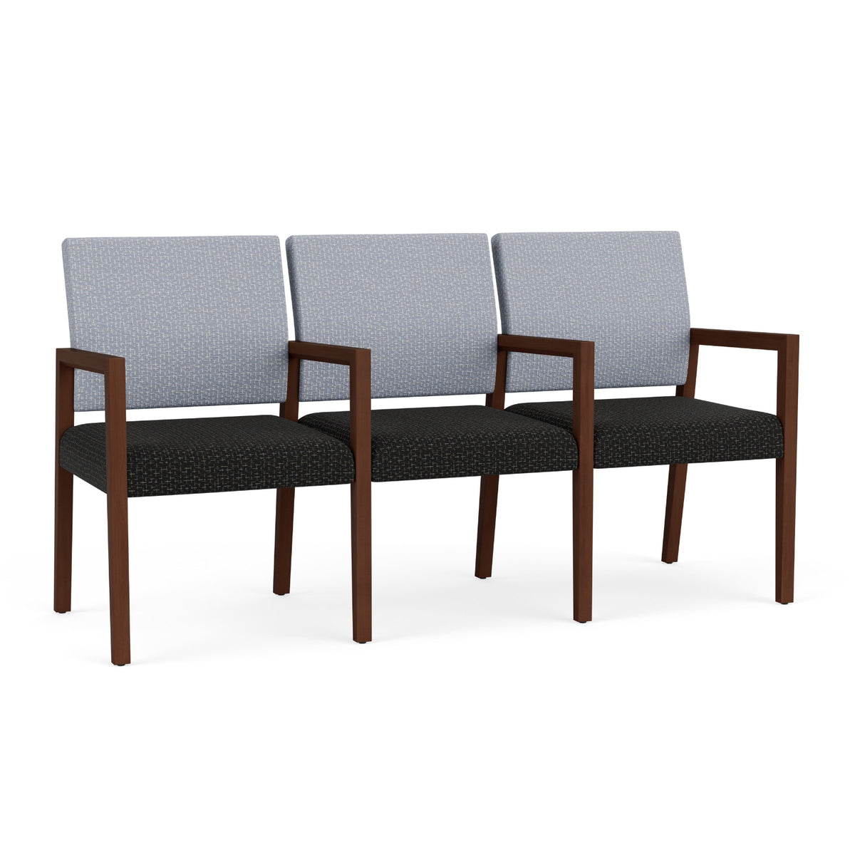 Brooklyn Collection Reception Seating, 3 Seats with Center Arms, Designer Fabric Upholstery, FREE SHIPPING