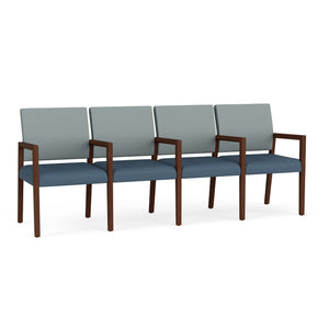 Brooklyn Collection Reception Seating, 4 Seats with Center Arms, Standard Vinyl Upholstery, FREE SHIPPING