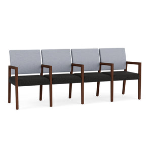 Brooklyn Collection Reception Seating, 4 Seats with Center Arms, Designer Fabric Upholstery, FREE SHIPPING