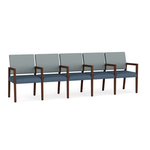 Brooklyn Collection Reception Seating, 5 Seats with Center Arms, Standard Vinyl Upholstery, FREE SHIPPING