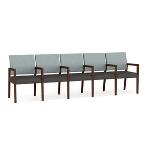 Brooklyn Collection Reception Seating, 5 Seats with Center Arms, Healthcare Vinyl Upholstery, FREE SHIPPING