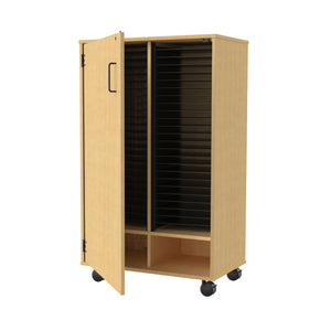 Bandstor™ Mobile 2 Compartment Band Folio Cabinet, 52 Shelves, Locking Door