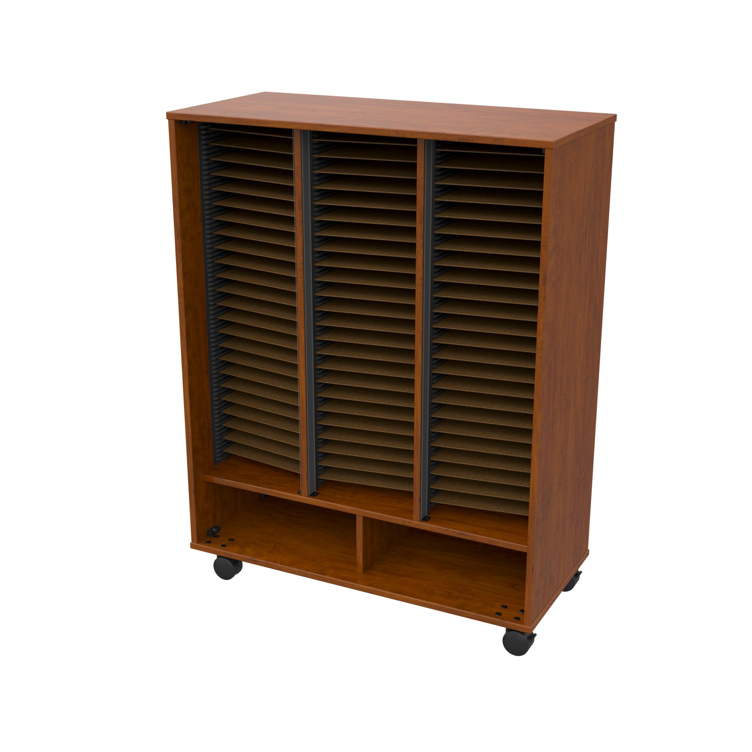 Bandstor™ Mobile 3 Compartment Choral Folio Cabinet, 77 Shelves, No Door