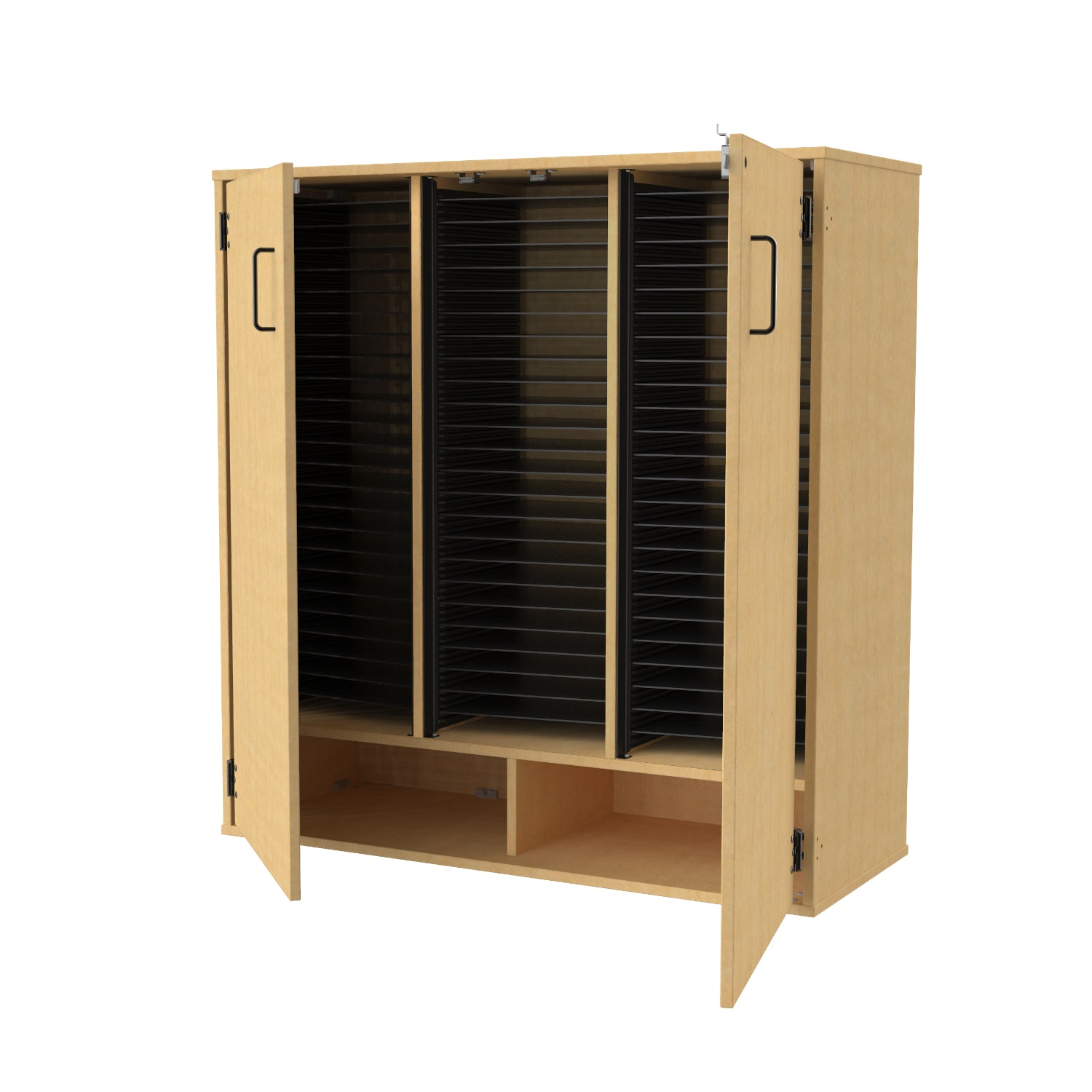 Bandstor™ 3 Compartment Band Folio Cabinet, 77 Shelves, Locking Doors