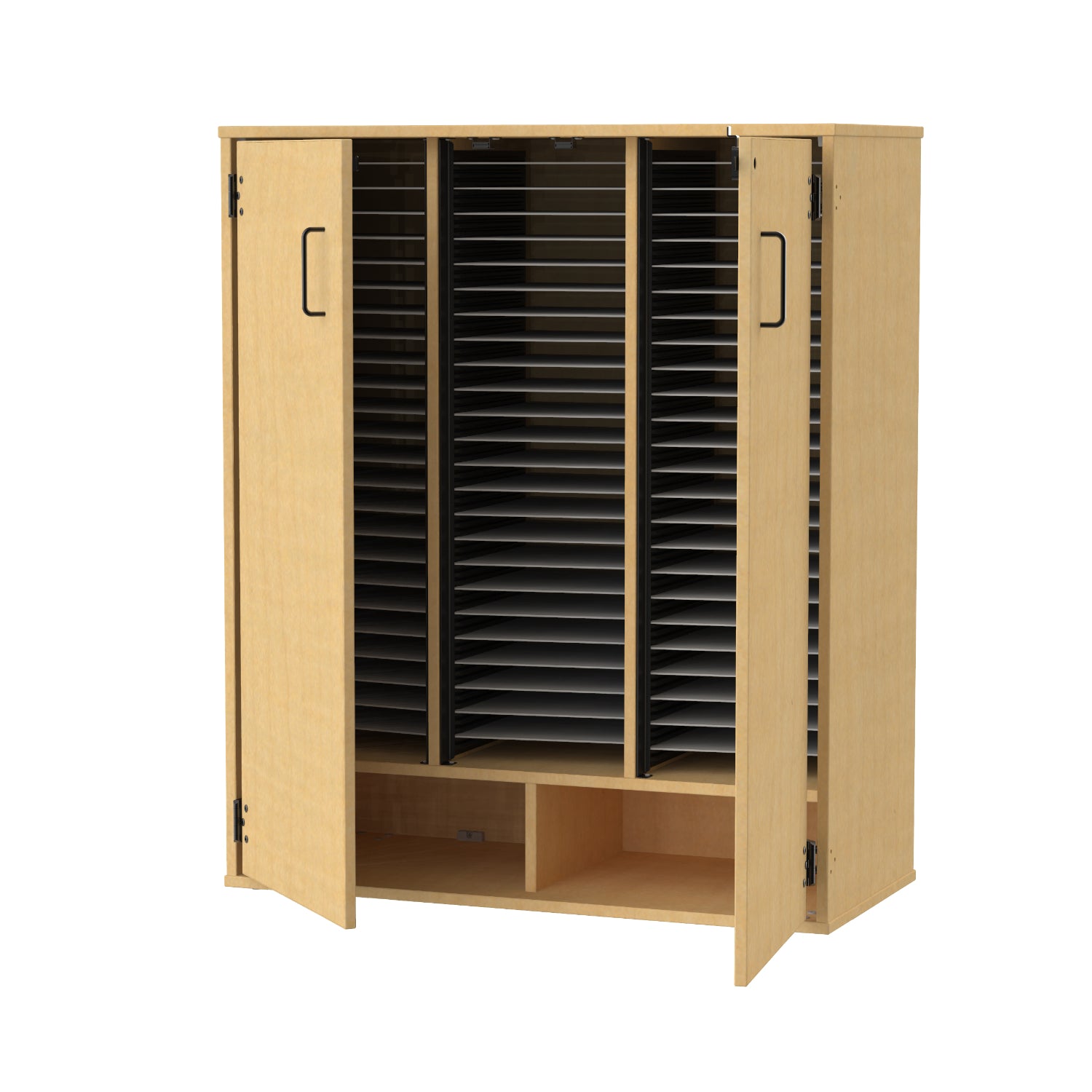 Bandstor™ 3 Compartment Choral Folio Cabinet, 77 Shelves, Locking Doors