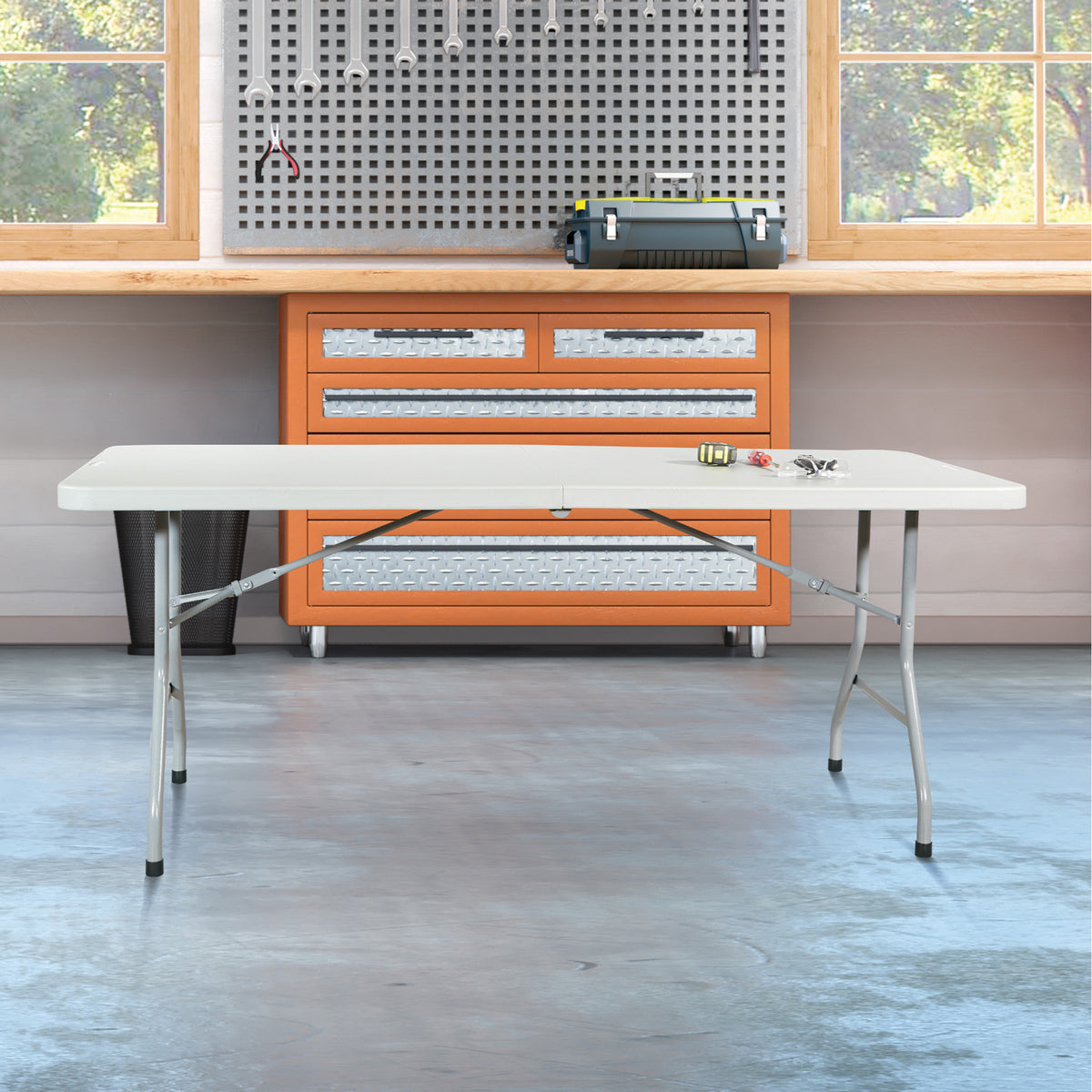 Resin Multipurpose Fold-in-Half Table, 6' Rectangle