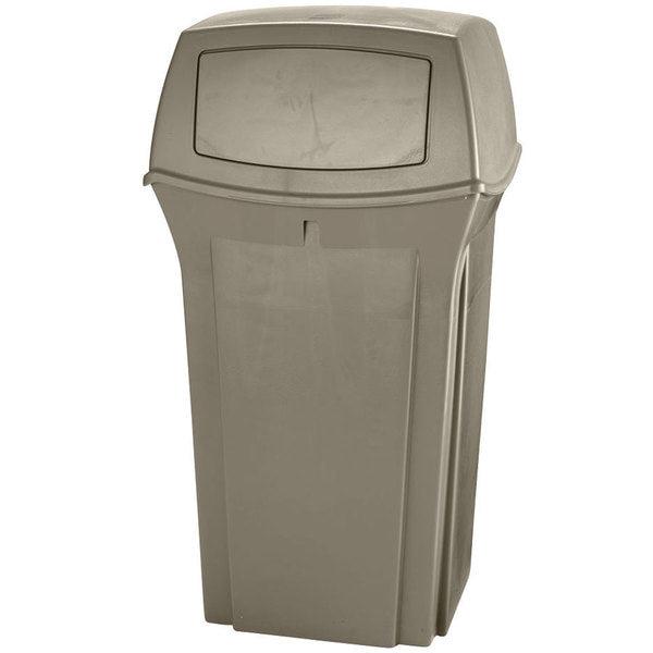 Rubbermaid Ranger Outdoor Fire Safe Waste Container with 2 Doors, 35 Gallon, Beige