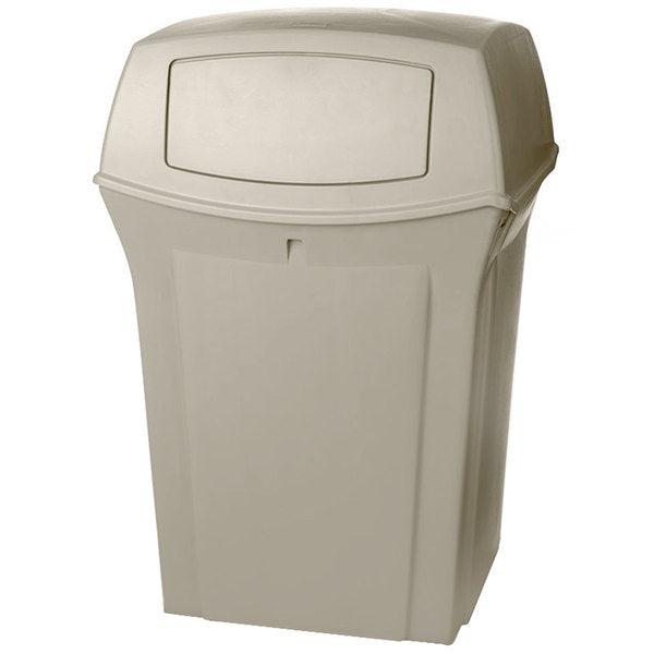 Rubbermaid Ranger Outdoor Fire Safe Waste Container with 2 Doors, 45 Gallon,Beige