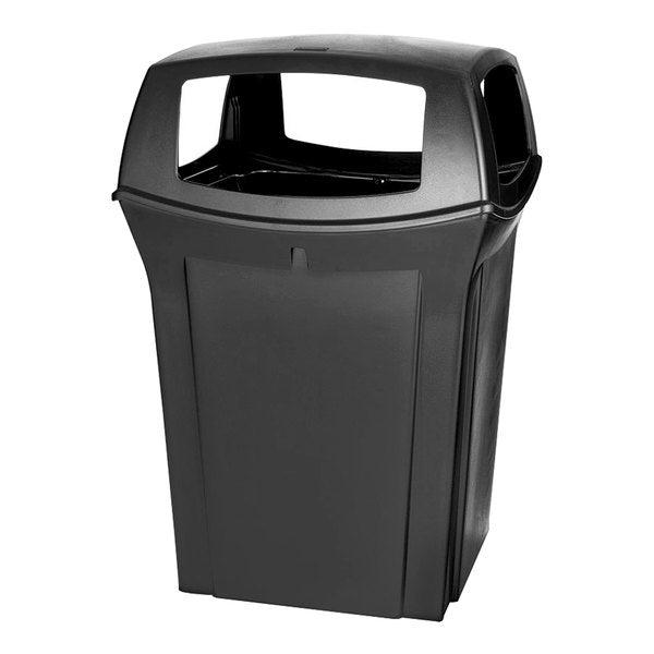 Rubbermaid Ranger Outdoor Fire Safe Waste Container with 4 Openings, 45 Gallon, Black