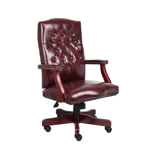 Traditional Executive Chair with Oxblood Caressoft Vinyl Upholstery