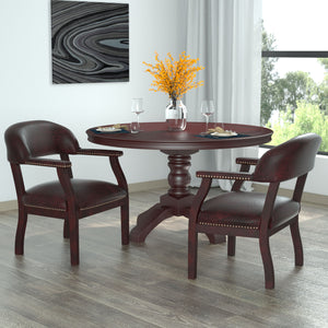 Traditional Captain's Guest Chair with Oxblood Vinyl Upholstery