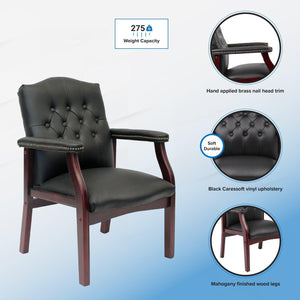 Traditional Guest Arm Chair with Black Caressoft Vinyl Upholstery
