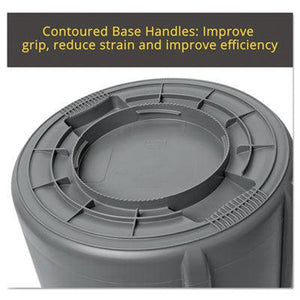 Rubbermaid Vented Round Brute Waste Container, "Trash Only" Imprint, 32 Gallon, Gray