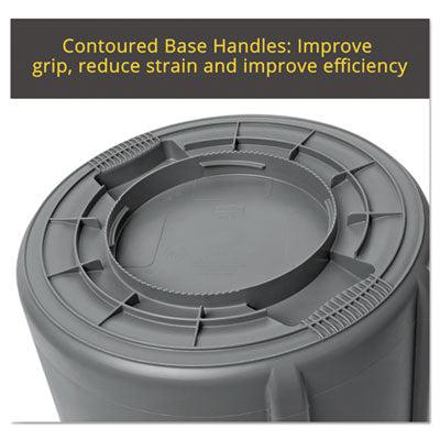 Rubbermaid Brute Container with Lid, Round, Plastic, 32 gal, Gray